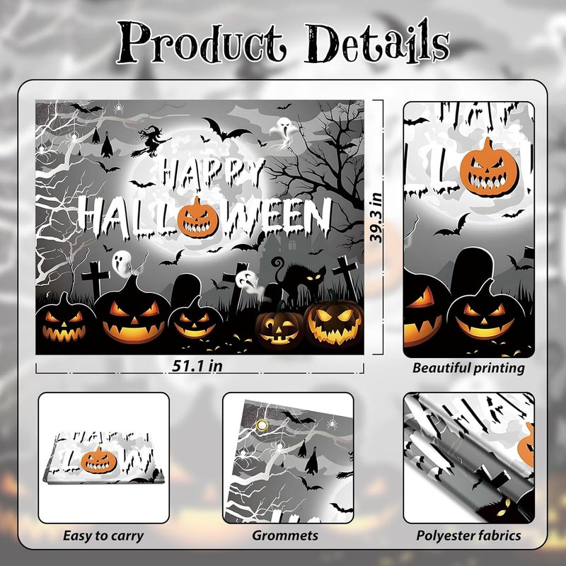 Pedel Halloween Trunk Or Treat Car Decoration Kits for Suv Banner, Happy Halloween Pumpkin Backdrop Banner for Archway Garage Door Haunted House Car Trunk Decor - Image 4
